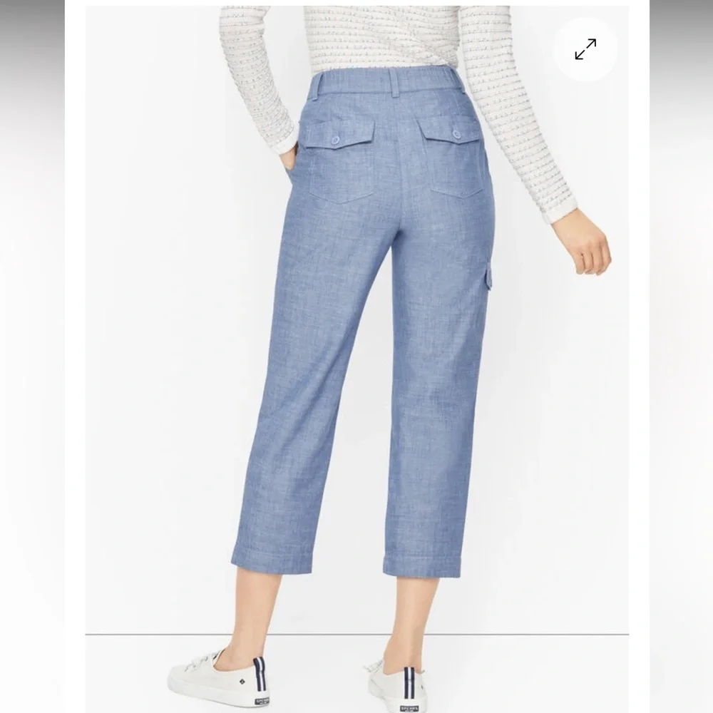 Talbots Newport Chambray Women’s Plus Size 18W Cargo Cropped Pants - Picture 5 of 6